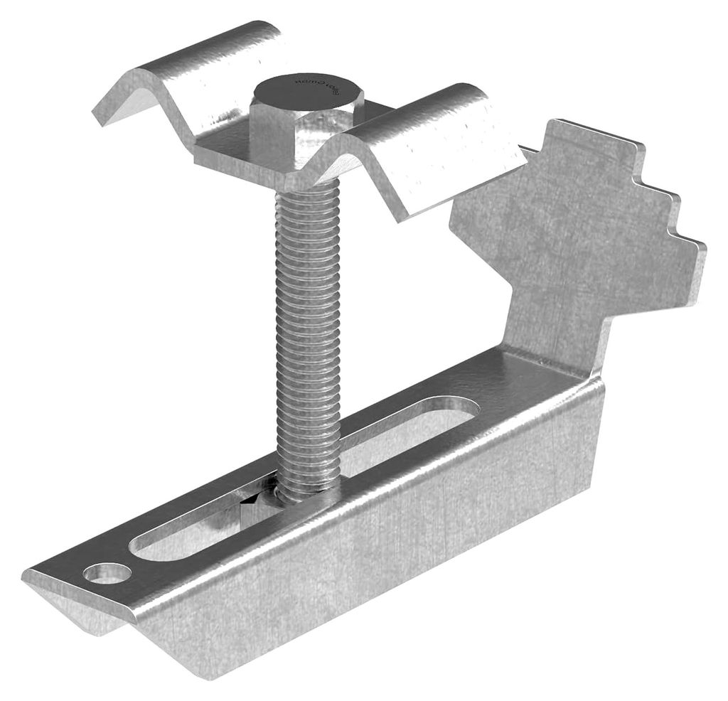 Gitterrost-Klemme (Komplett-Satz) für Rosthöhe 30 mm und Maschenweite 30/30 mm, S235JR, V2A, Gitterrost-Sicherung, Gitterrost-Befestigung
