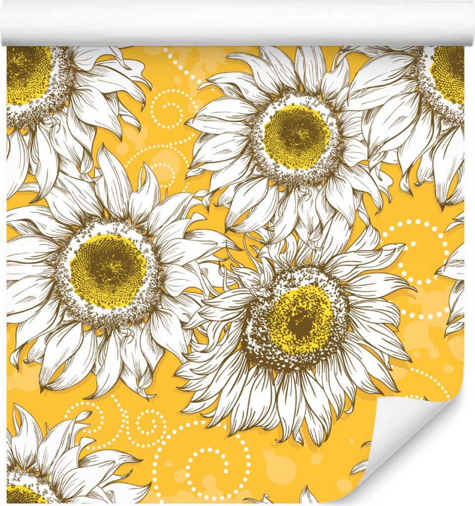 10m VLIES TAPETE Rolle Natur Blumen Flora Sonnenblumen Kugeln Muster XXL