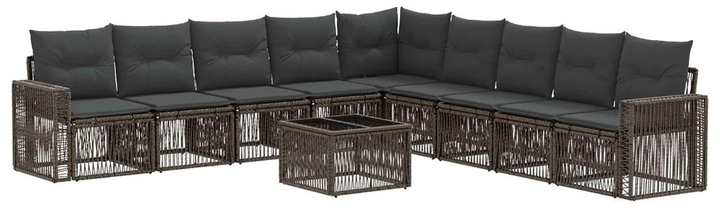 Gartensofa-set 10 pcs Grau und Dunkelgrau Poly-Rattan