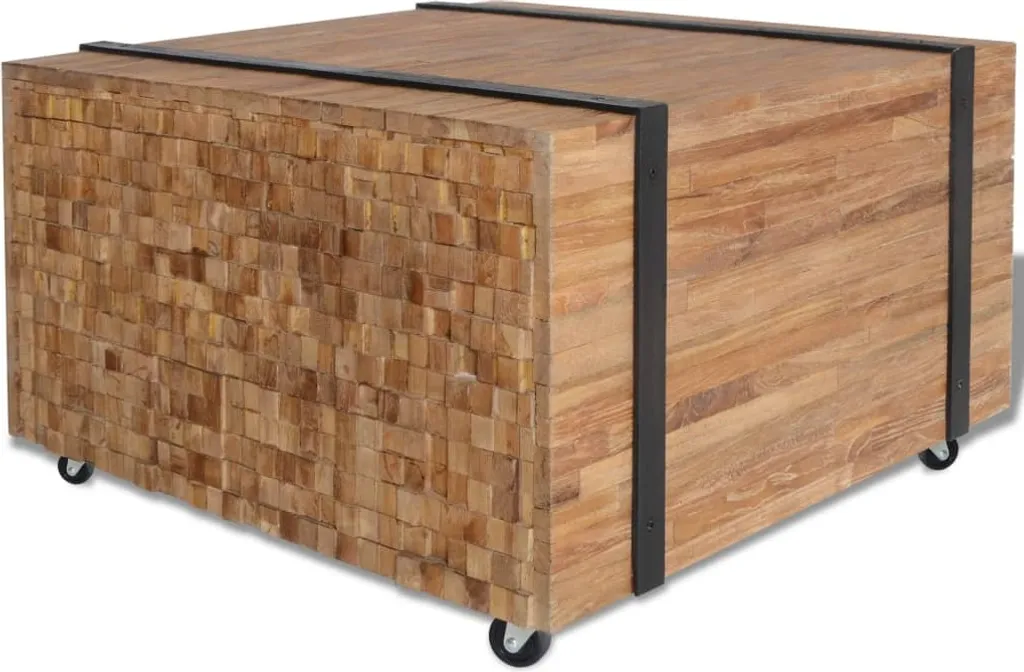 Table basse d'appoint en teck durable avec plateau de 60x60 cm robuste