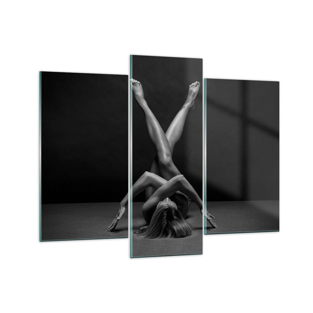 Bilder auf glas - 3 Teile - Frau Gymnastik Yoga - 130x100cm - Glasbilder - Wandbilder - Bilder - zum Aufhängen bereit - Wanddekoration aus Glas - ...