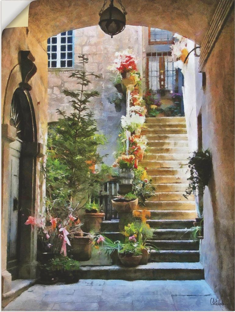 ARTland Wandbild, selbstklebend Treppe mit Blumen Größe: 45x60 cm
