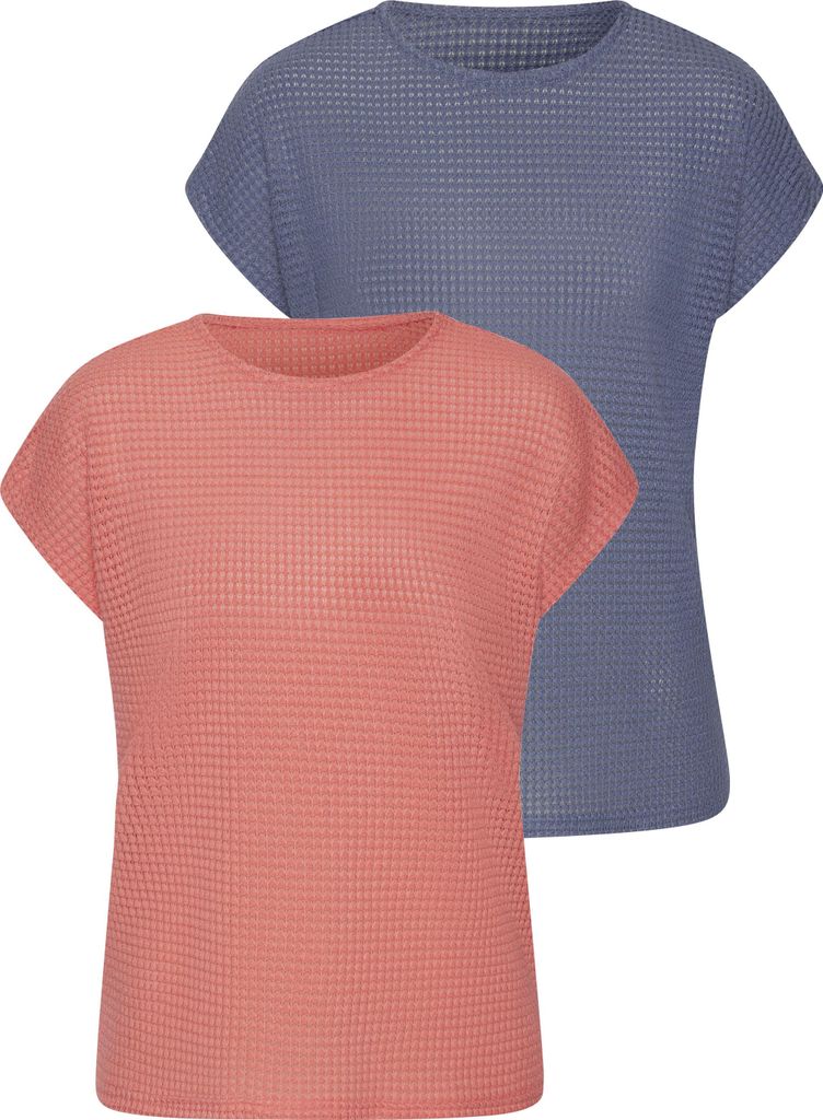 VIVANCE Kurzarmshirt apricot, indigo Größe 36/38
