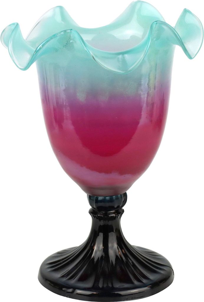 FURNARO Pokalglas Color bloom Glas-Pokal mit Farbverlauf rosa türkis schwarz Dekoration Vase 27 cm