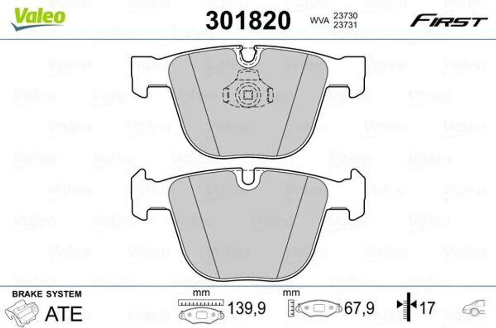 Valeo 301820 Jeu de Plaquettes de Frein Arrière pour BMW E90 E60 X5 X6