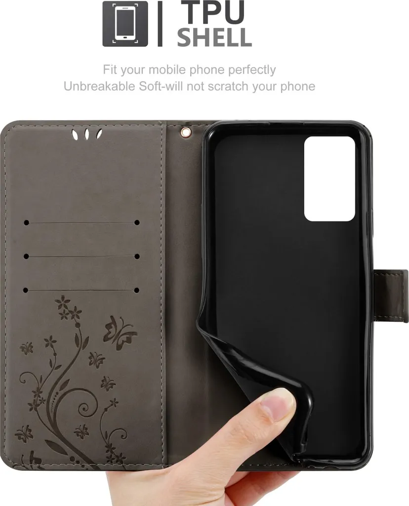 Custodia Oppo A54s / A16s Cadorabo Grigio Fiori | Accessorio Fashion - 6