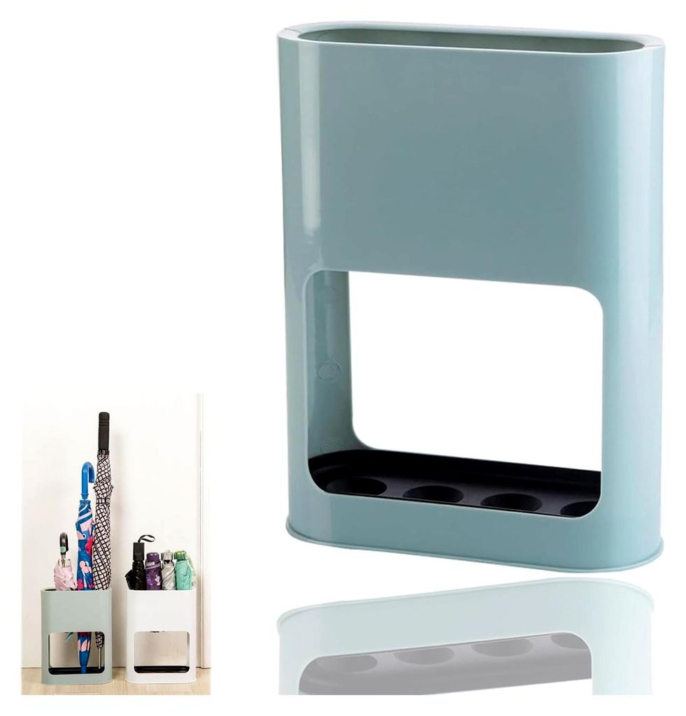 Regenschirmständer mit abnehmbarer Abtropfschale aus hochwertigem Kunststoff, geeignet für lange und kurze Regenschirme, blau (28 * 21,8 * 9 cm)