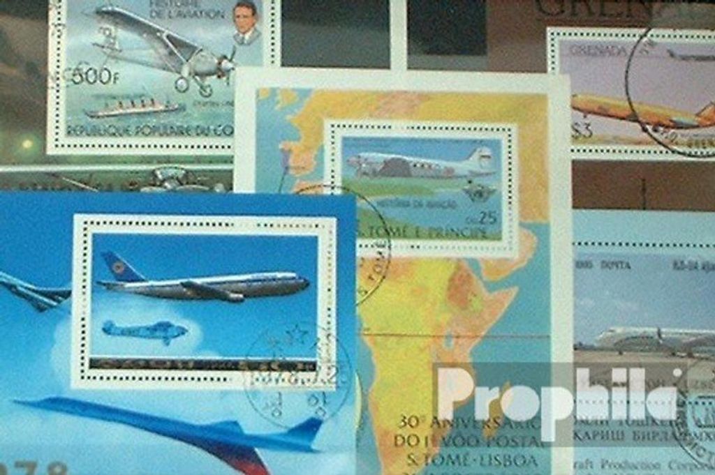 Briefmarken Motive 10 verschiedene Flugzeuge & Luftfahrt Blöcke und Kleinbögen