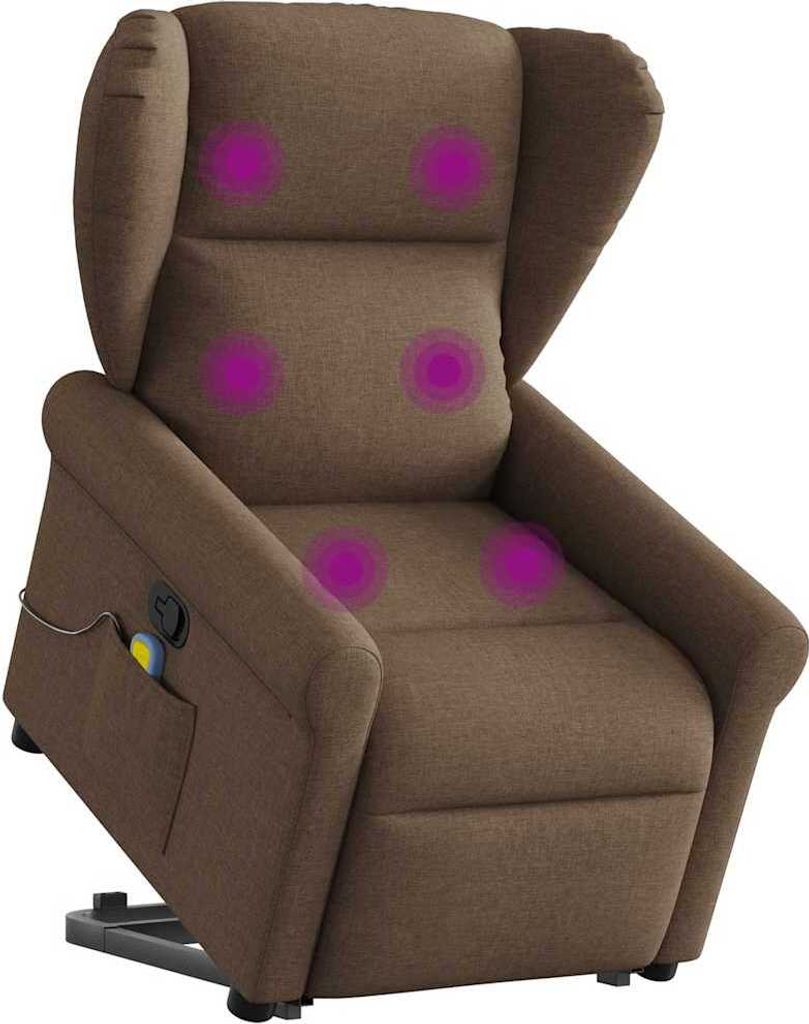 Design Massagesessel mit Aufstehhilfe Braun Stoff, Klassische Sessel Neu