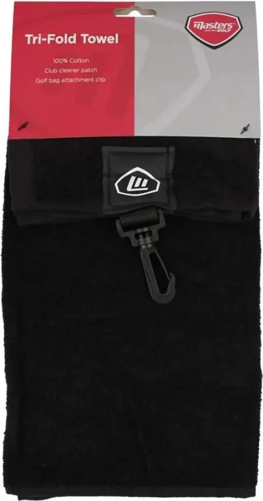 Serviette Golf Masters Tri-Fold Noir : Finissez-en avec les Clubs Sales
