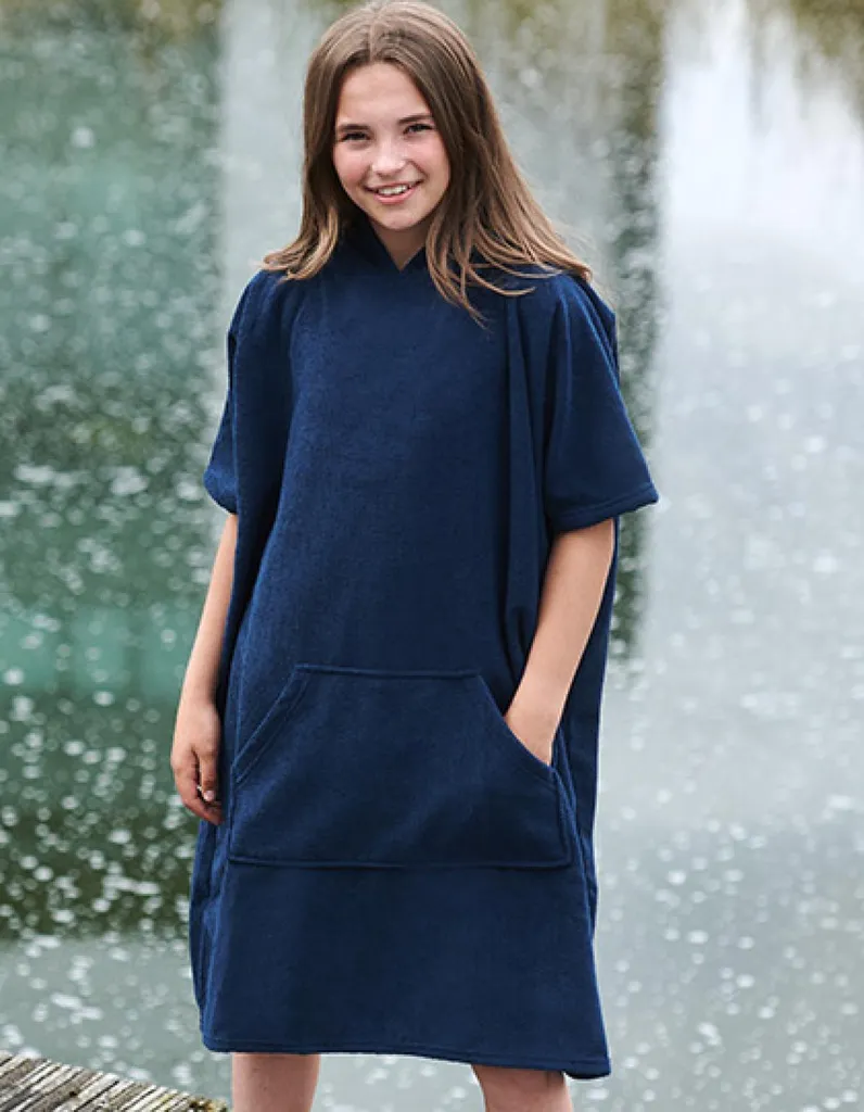 Poncho de bain enfant à capuche en éponge marine pour plage et piscine