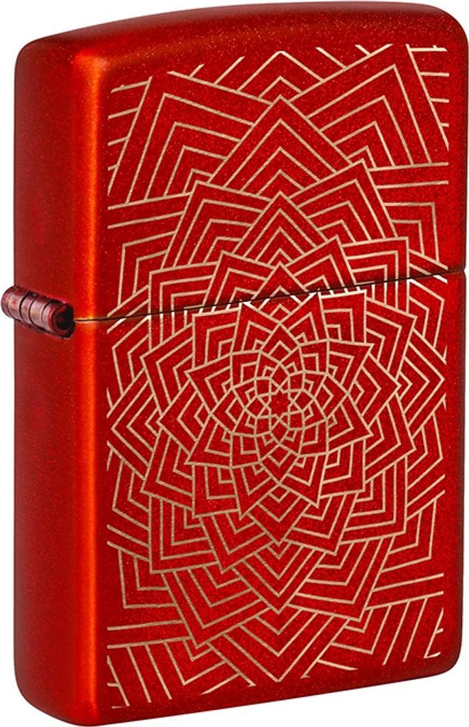 Zippo Benzinfeuerzeug, Blumenmotiv, Metallic Rot