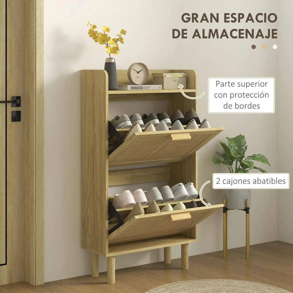 Armoire à chaussures chêne 2 compartiments 80 x 24,5 x 110 cm robuste