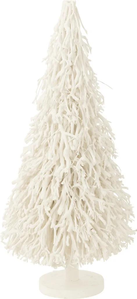 Sapin de Noël en Bois J-Line Blanc Arbre à thé S : Déco sans Perte d'Épines