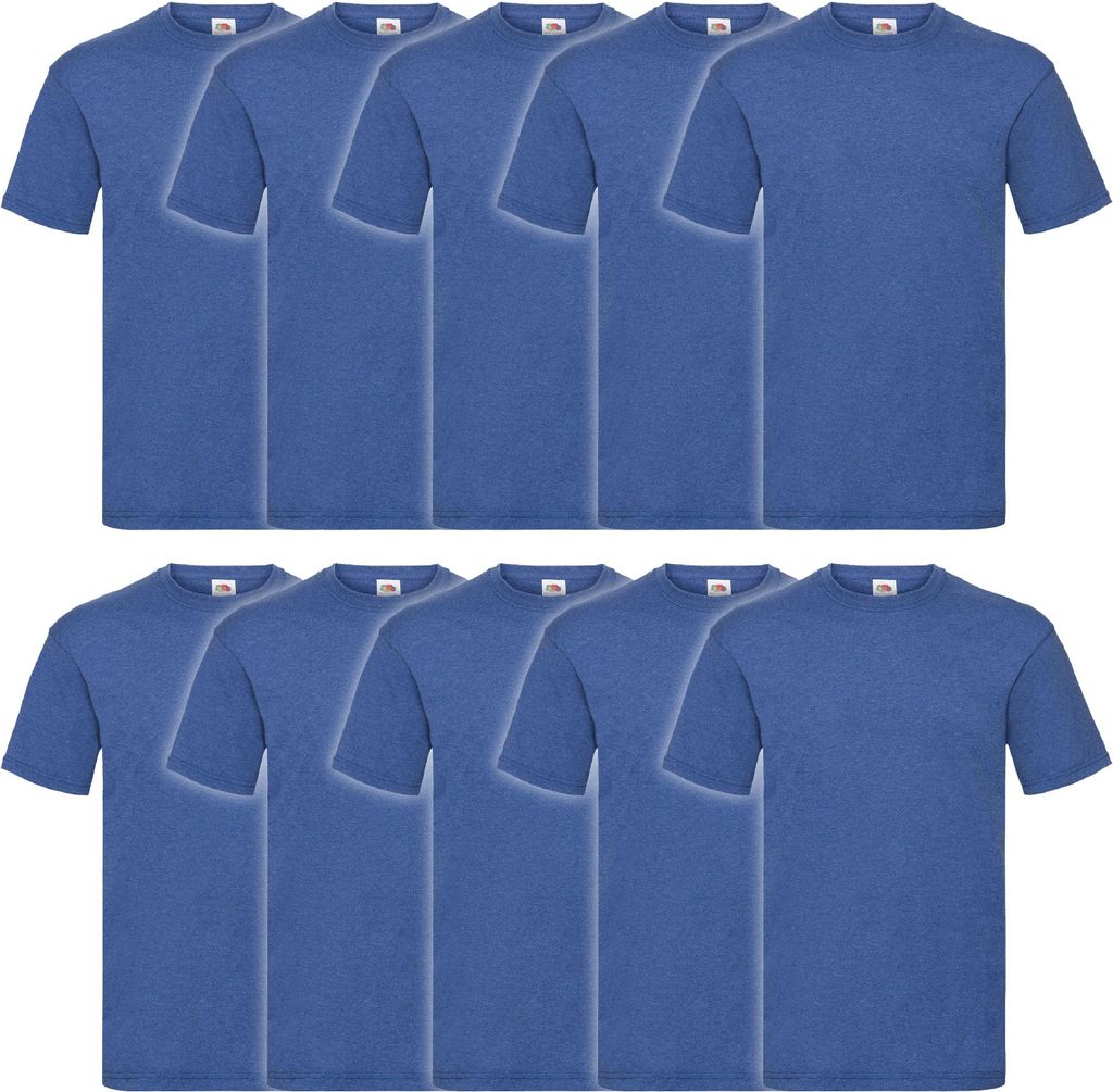 10er Pack Fruit of the Loom Valueweight T-Shirt + GRATIS MyShirt Stoffbeutel Farbe: retro royalblau meliert Größe: S