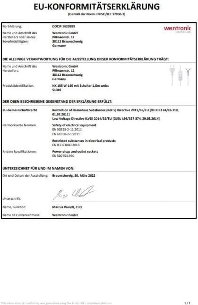 A document titled "EU-KONFORMITÄTSERKLÄRUNG" (EU Declaration of Conformity) with company logos and text.