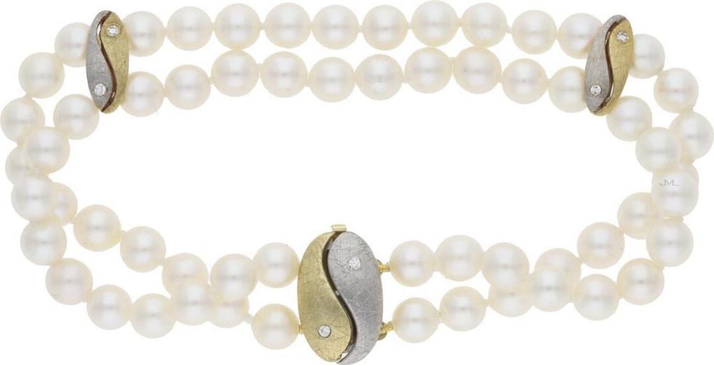 JuwelmaLux Perlenarmband 585 Gelbgold/ Weißgold mit Brillant JL30-03-2934 20 cm