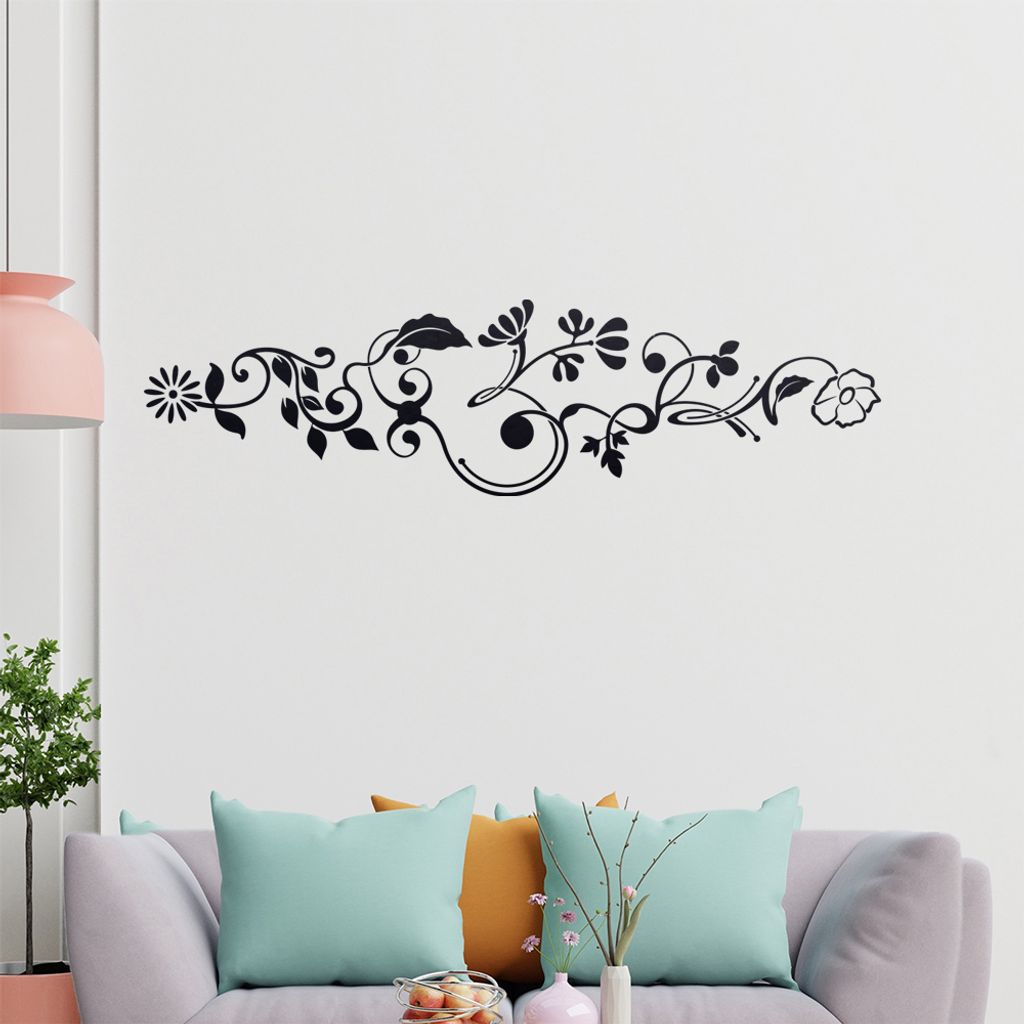 Sternblüte - Tribal -Pflanze Wandtattoo in 6 Größen - Wandaufkleber Wall Sticker - Dekoration, Küche, Wohnzimmer, Schlafzimmer, Badezimmer