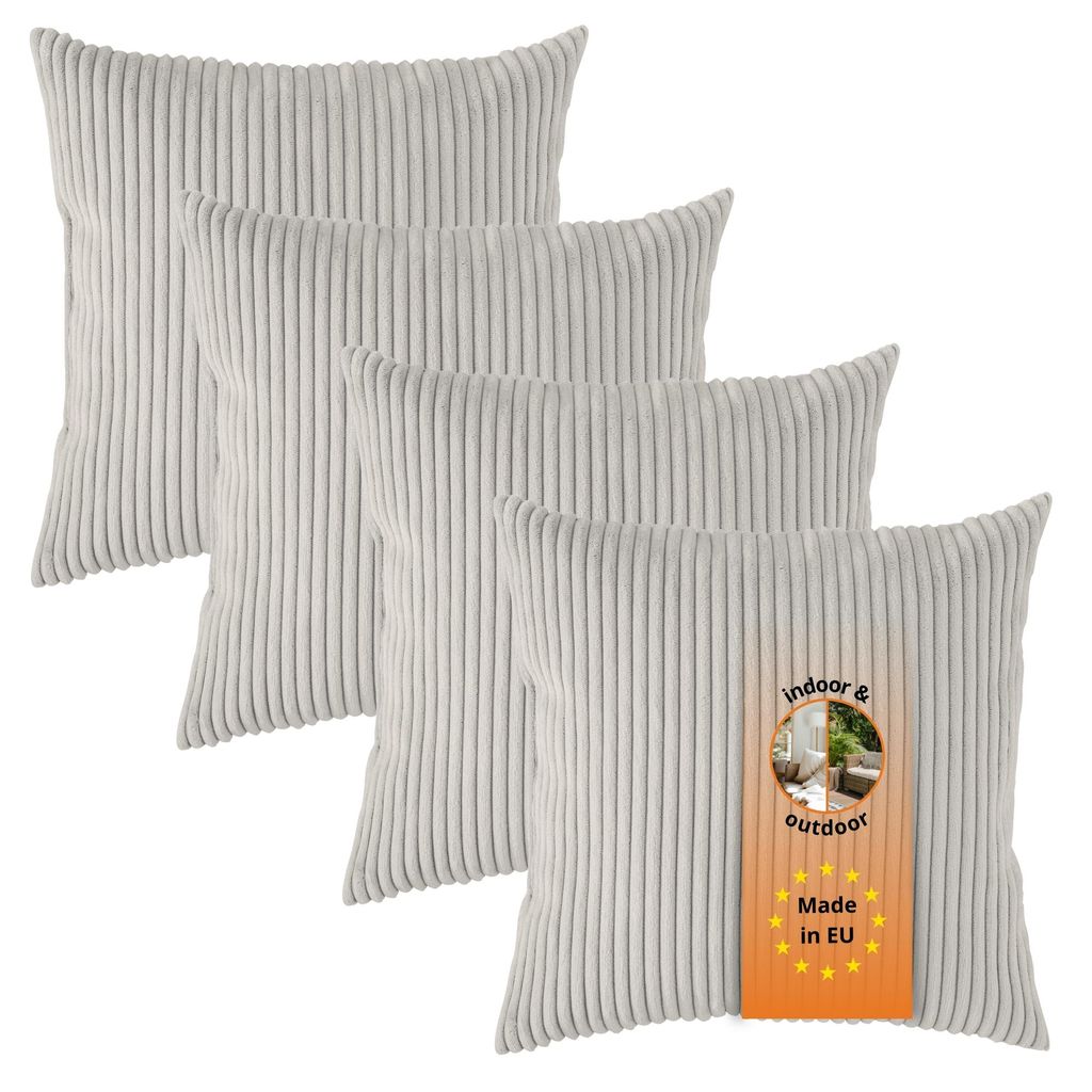 Set van 4 Kord-bankkussens, 40 x 40 cm, sierkussens, Productafbeelding 