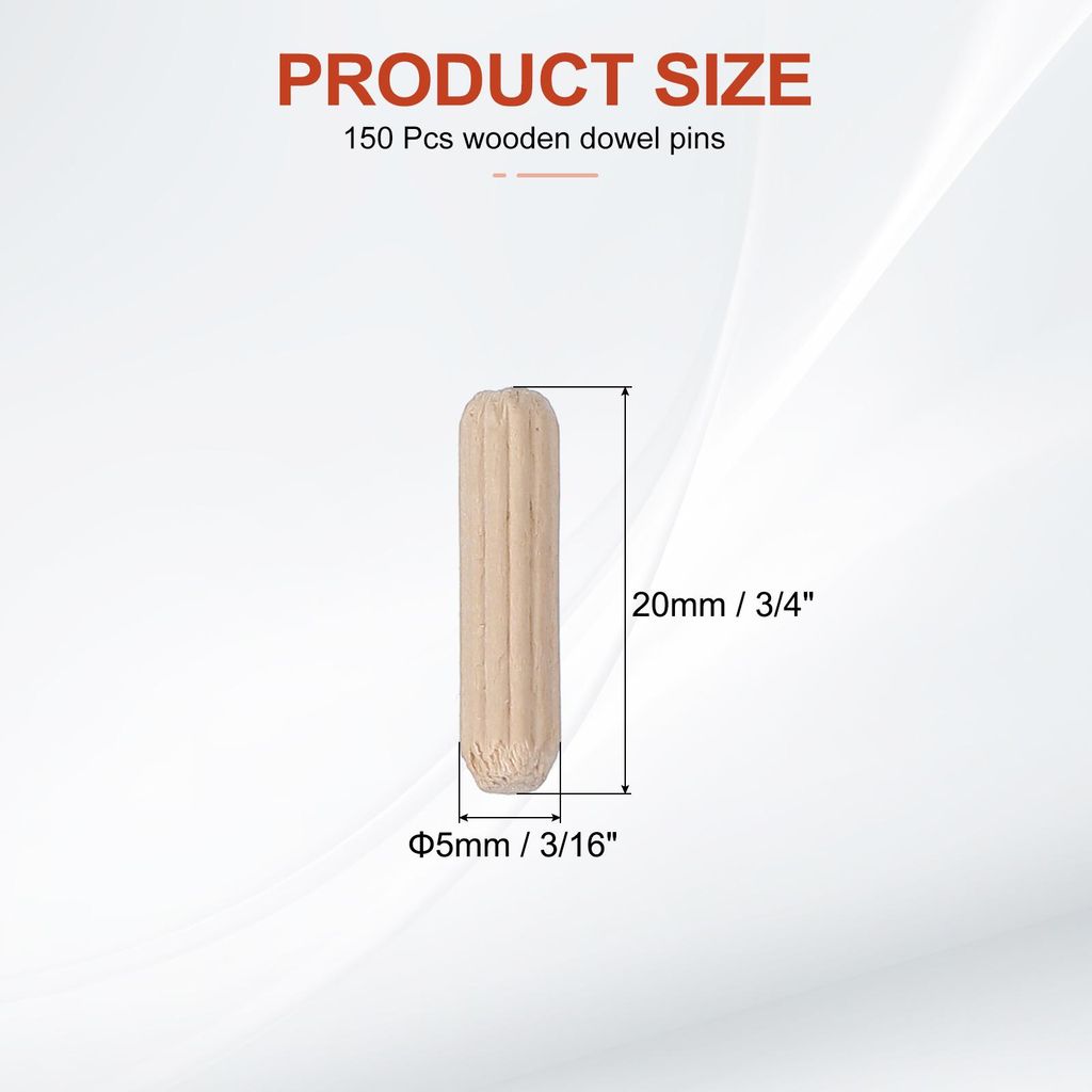 150 Stš¹ck 5 x 20mm Holzdš¹bel Set, Holzrillendš¹bel Riffelholzdš¹bel Holzstifte Dš¹bel Set Gerillte Holzš¹belstifte Dš¹bel Holz mit ...