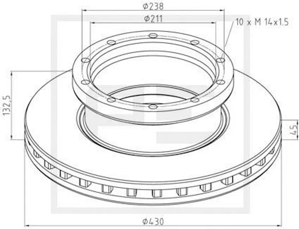 Disque de frein PE Automotive 016.295-00A pour Essieux de Poids Lourds