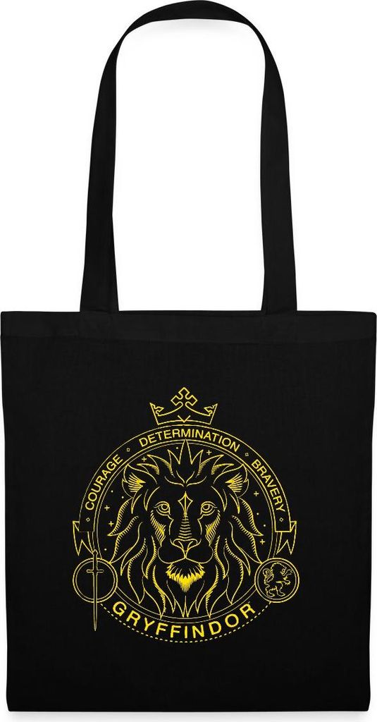 Spreadshirt Harry Potter Gryffindor Wappen Löwe Stoffbeutel, One size, Schwarz