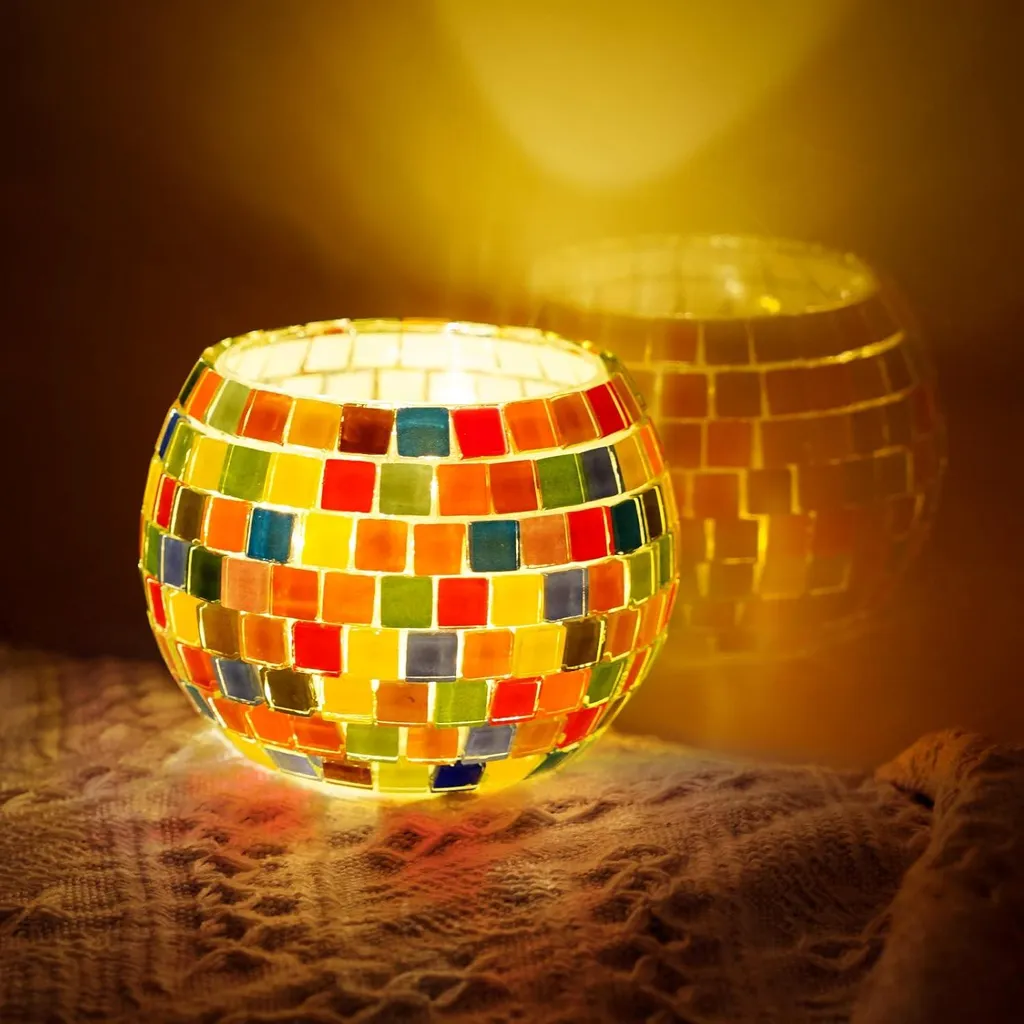 Kit mosaïque photophore en verre avec set de bricolage créatif complet