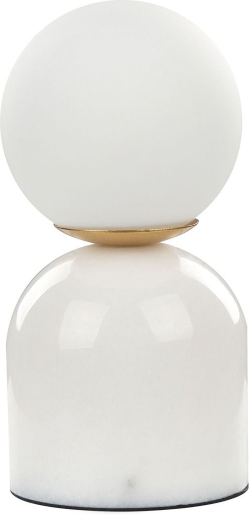 BELIANI Tischlampe Weiß aus Marmor u. Glas 21 cm Kugelform Modernes Design Nachttischlampe für Wohnzimmer Schlafzimmer