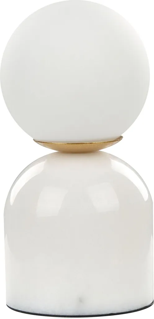 Lampe de chevet design moderne en verre opale et pied en marbre