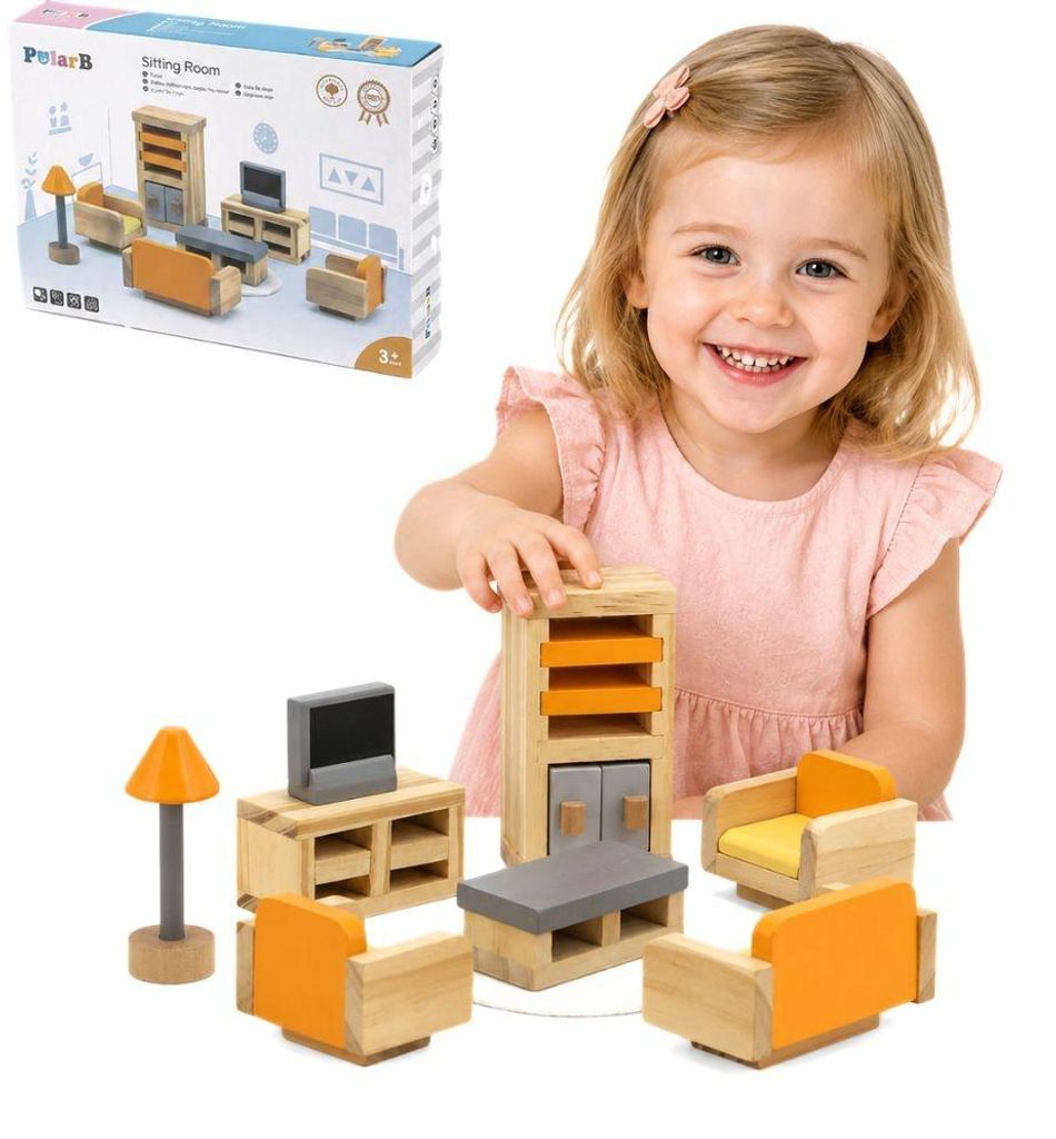 Viga Polarb poppenhuismeubelset woonkamer Productafbeelding 