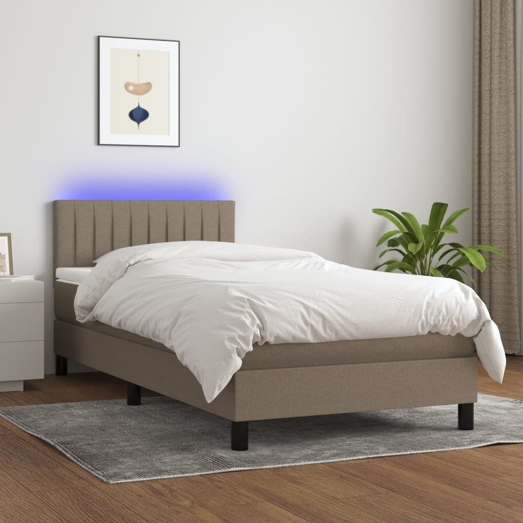 Maison Exclusive - Boxspringbett mit Matratze & LED Taupe 100x200 cm Stoff