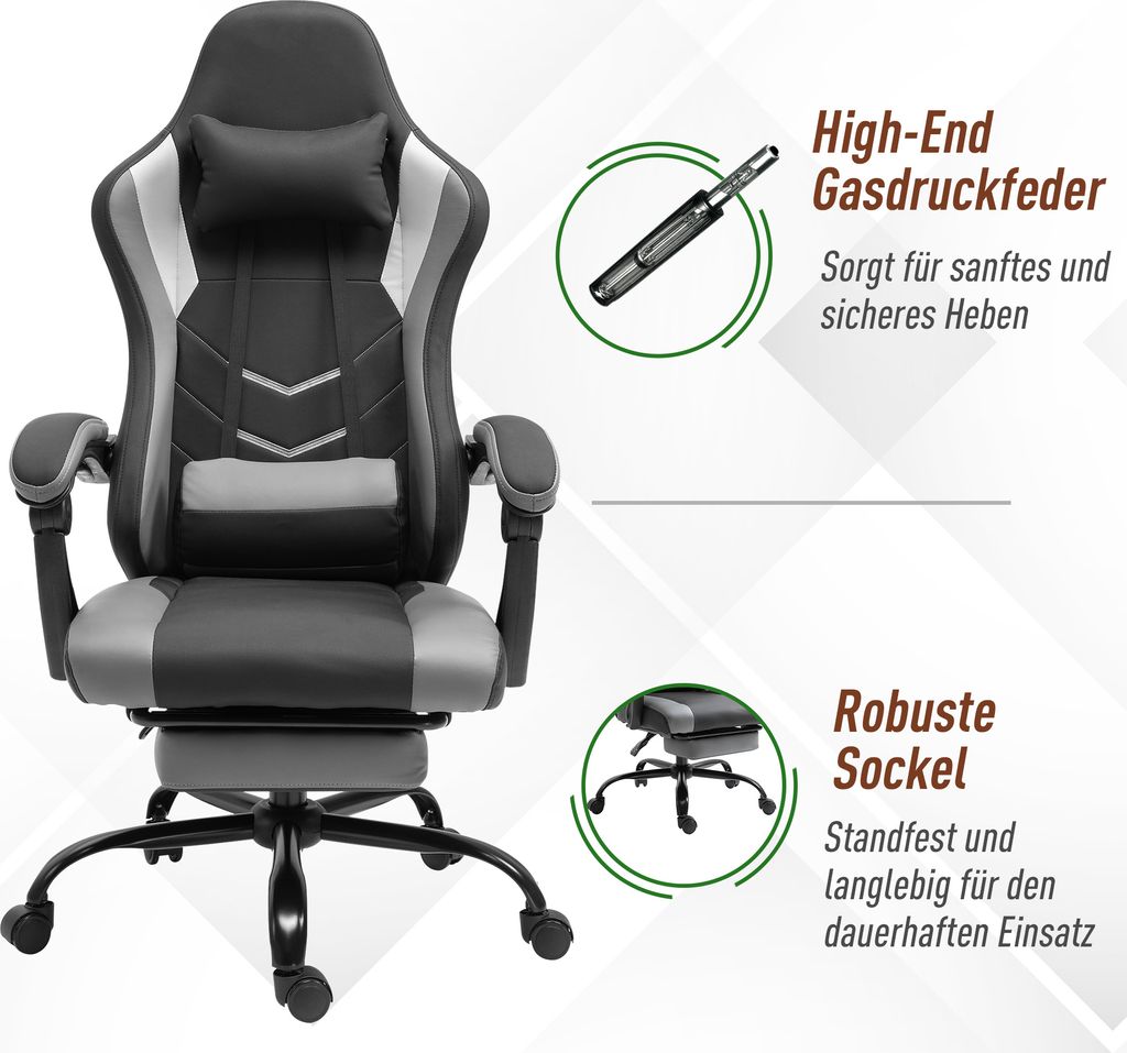 Vinsetto ergonomiczne krzesło do gier krzesło biurowe Zdjęcie produktu 6
