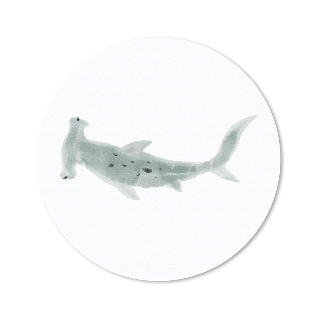 MuchoWow Mauspad Mousepad Hai - Fisch - Grau - Aquarell 20x20 cm - Mousepads - Maus Mat - Pad - Mausunterlage - Schreibtischmatte