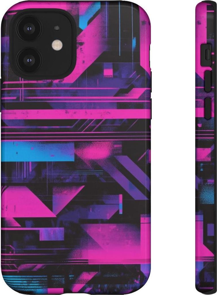 Neonfarbenes geometrisches Muster – Hülle Kompatibel mit iPhone 12