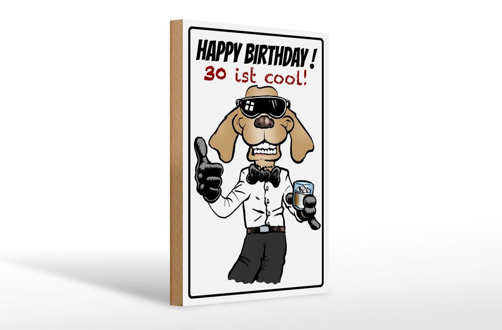 Holzschild Spruch 20x30cm Happy Birthday 30 is cool
