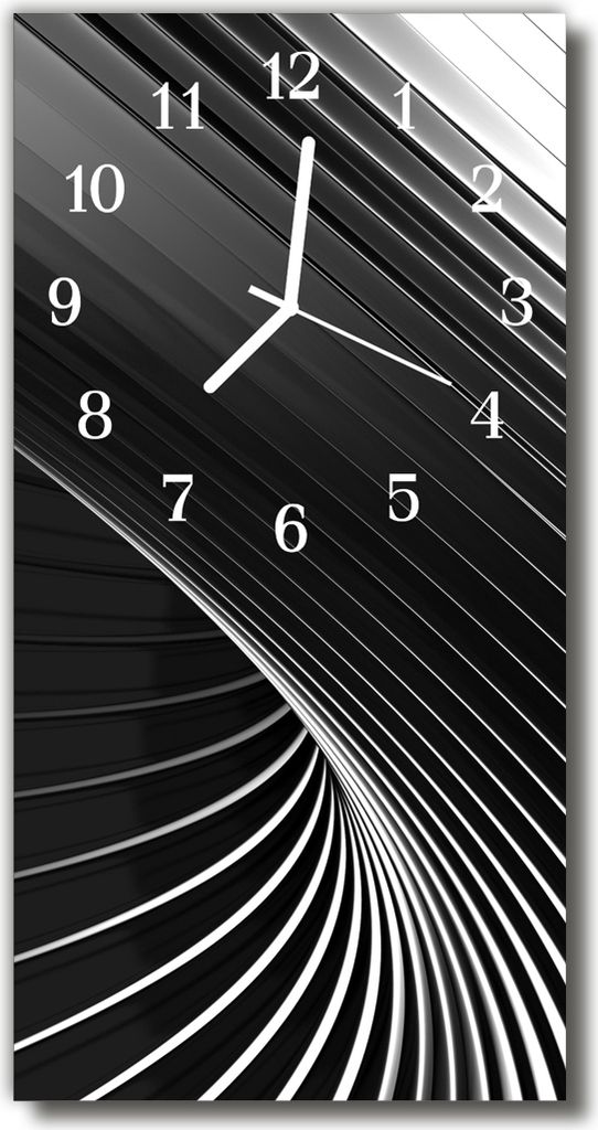 Tulup Glasuhr Wanduhr Küchenuhr Echt-Glas 30x60 Abstrakt Schwarz