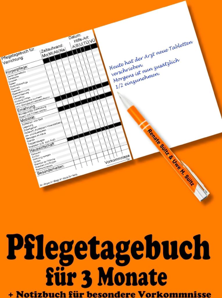 Pflegetagebuch für 3 Monate - inkl. Notizbuch Produktbild 