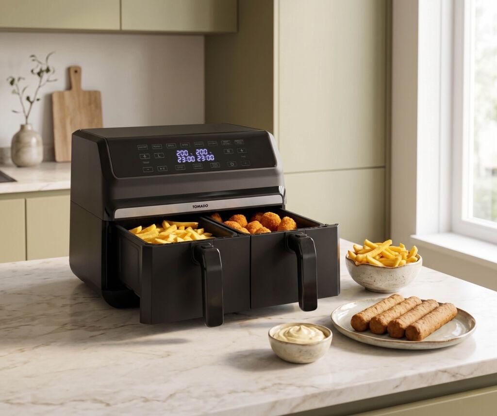 Tomado TAF8001B Doppel-Heißluftfritteuse 8 Liter - 2 Körbe Produktbild 