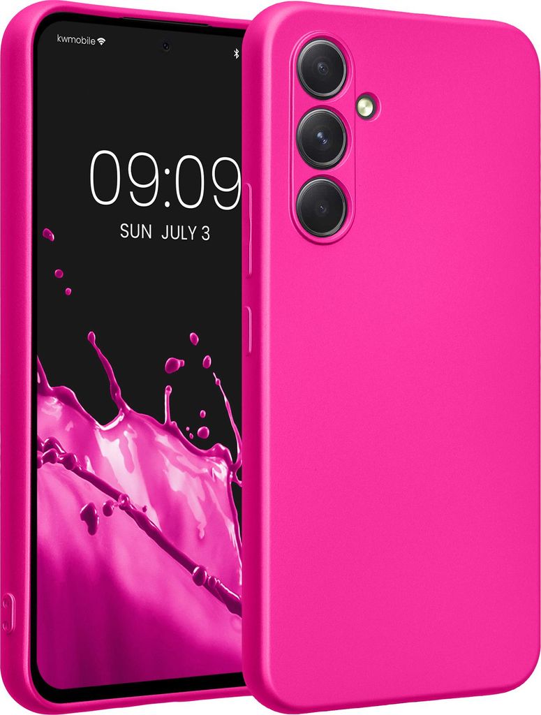 kwmobile Handyhülle kompatibel mit Samsung Galaxy A54 5G Hülle - weiche Silikon Case metallisch schimmernd in Metallic Pink