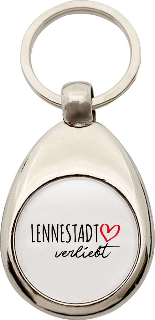 Huuraa Schlüsselanhänger Lennestadt verliebt Metall Schlüsselring Einkaufswagenchip Geschenkidee