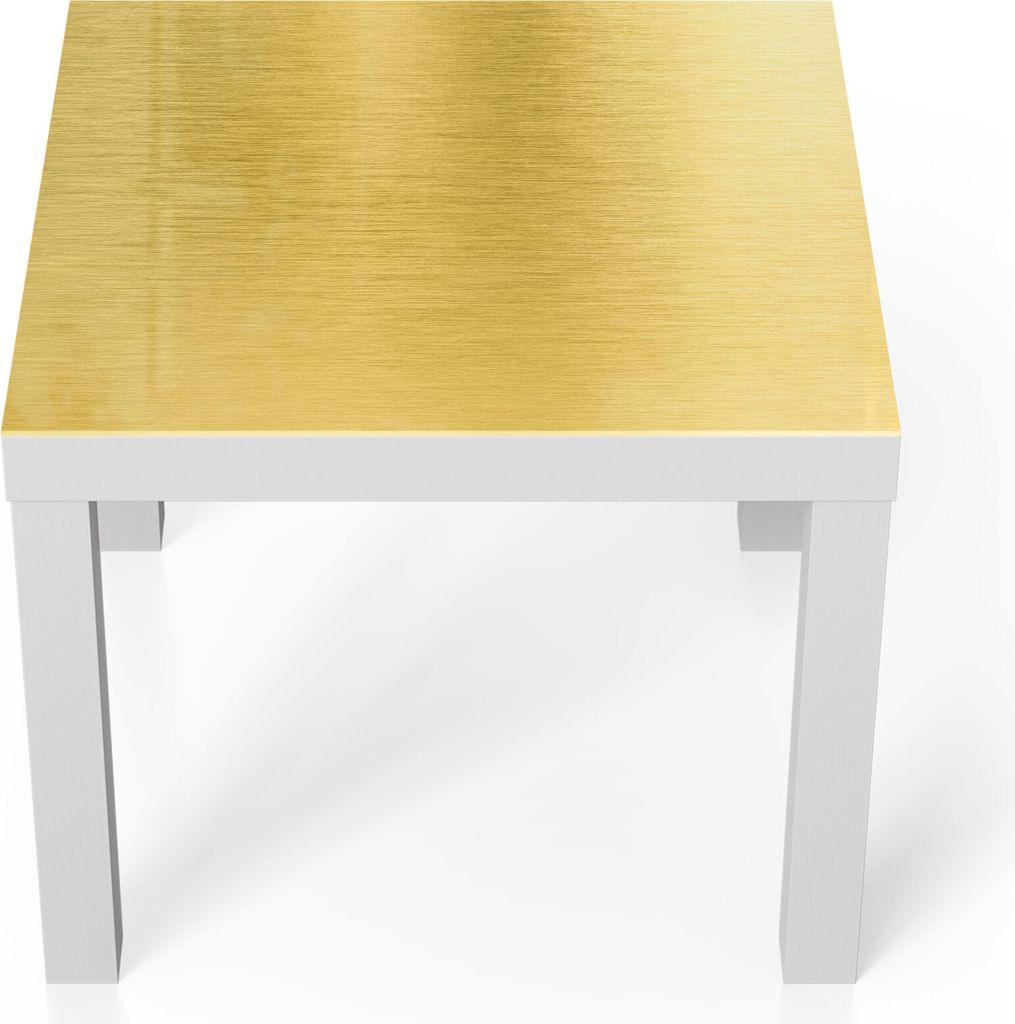 DEQORI Couchtisch 55x55 cm Weiß 'Gebürstete Goldoberfläche' Glas Beistelltisch