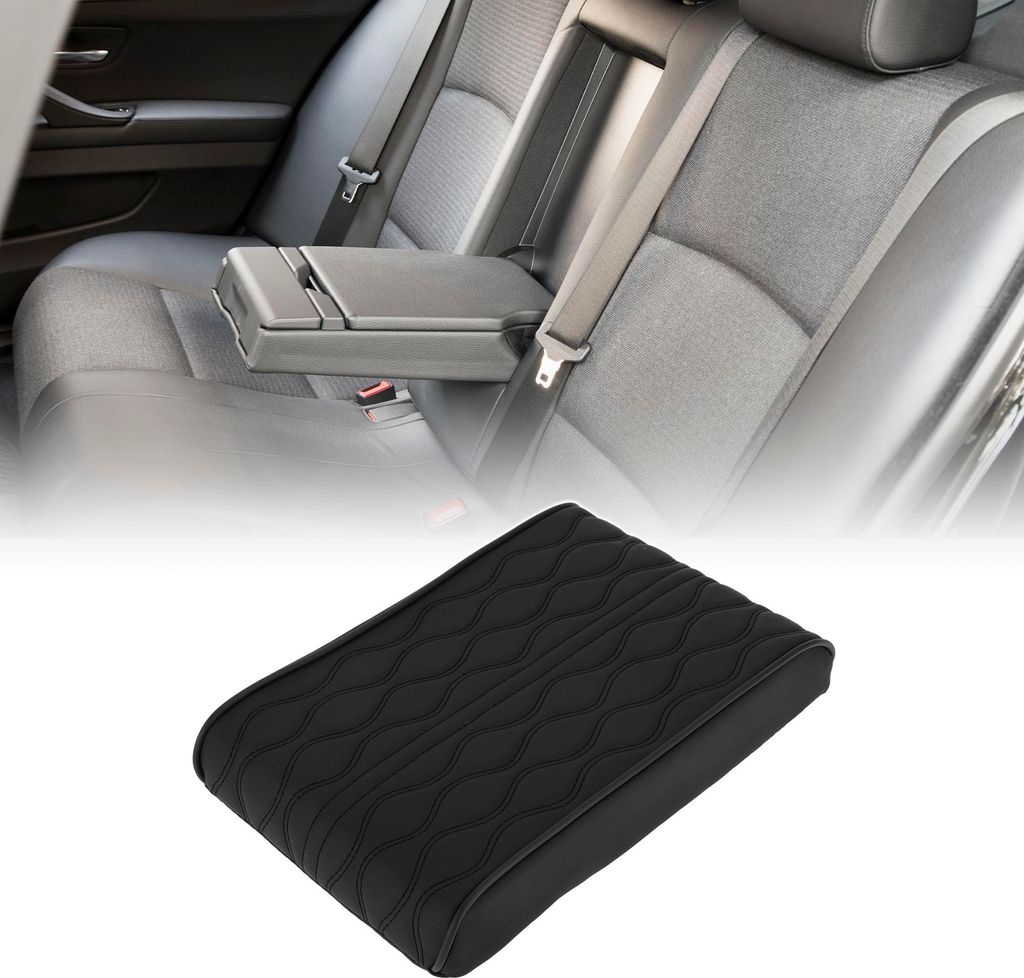 Center Console Kissen Pad 12.59"x8.66" Center Console Abdeckung Armlehne Sitzbox Abdeckung Kunstleder Schwarz