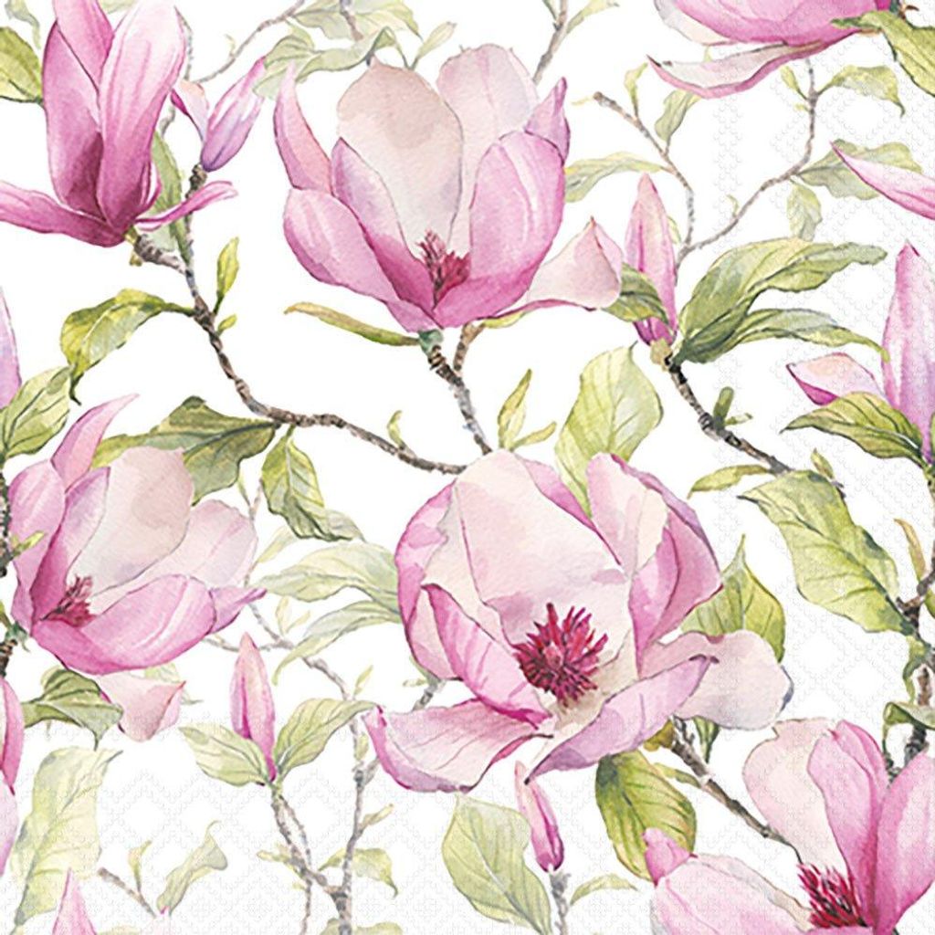 Servietten 25x25 cm - Blooming magnolia
