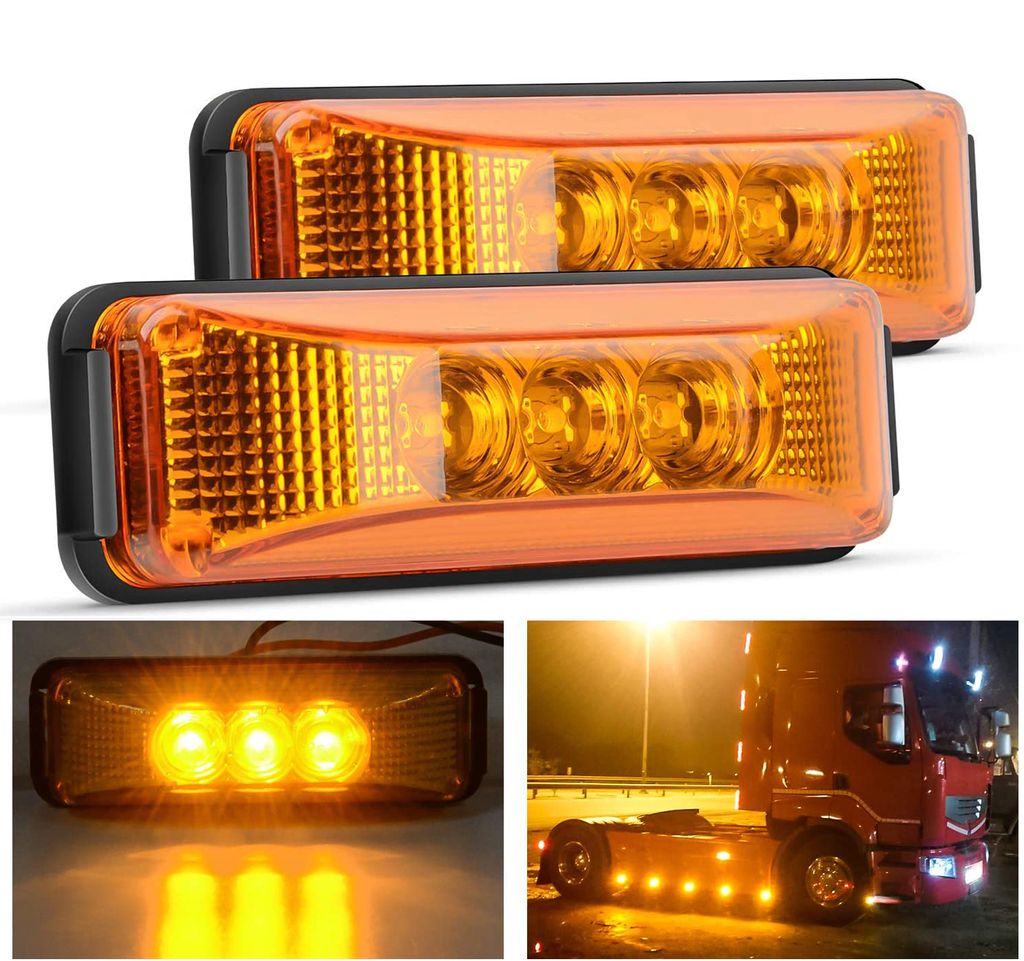 4x 24V Orange LED LKW Seitenmarkierungsleuchte Begrenzungsleuchten Anhänger 