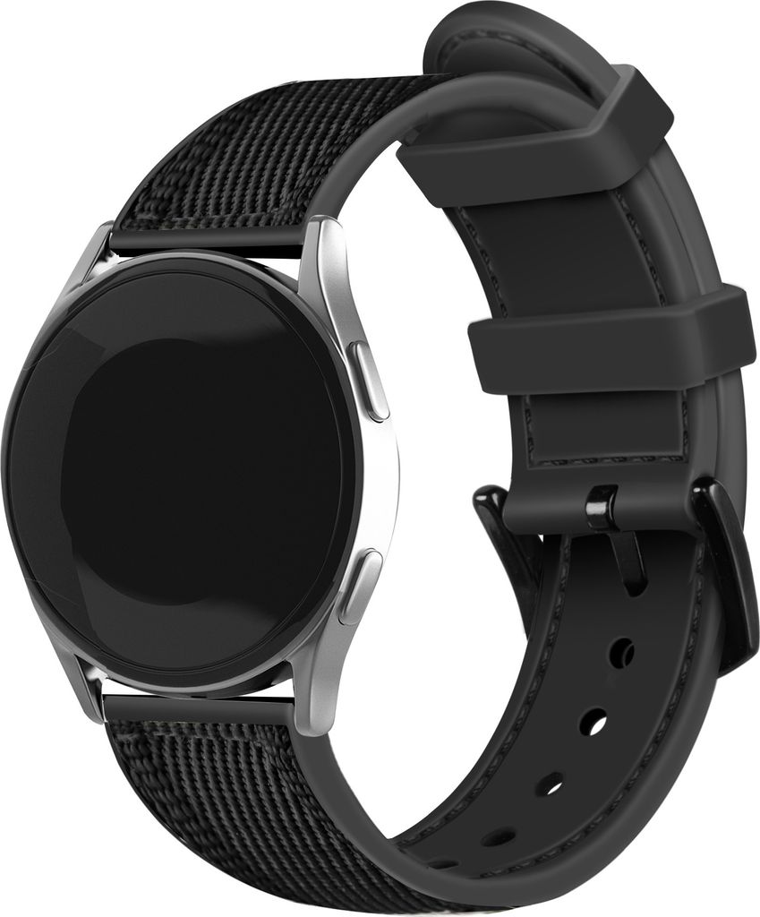 Strap-it Samsung Galaxy Watch 46mm Nylon-Hybridarmband (Schwarz)