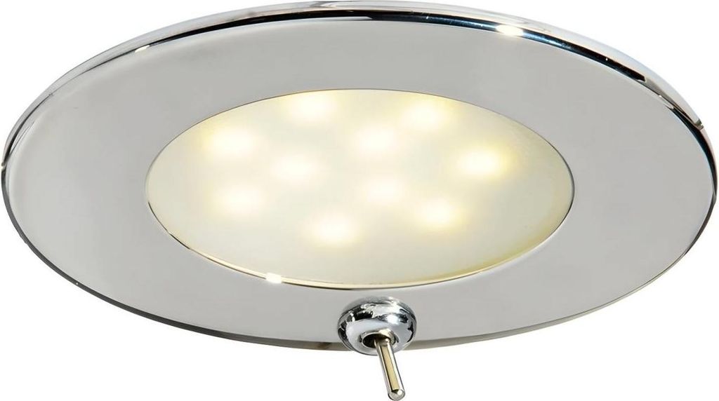 12 / 24 Volt LED Deckenleuchte hochglanzpoliert, warmweiße Innenbeleuchtung in Boot oder Camper, verschiedene Varianten Größe: Mit Schalter 12 LED