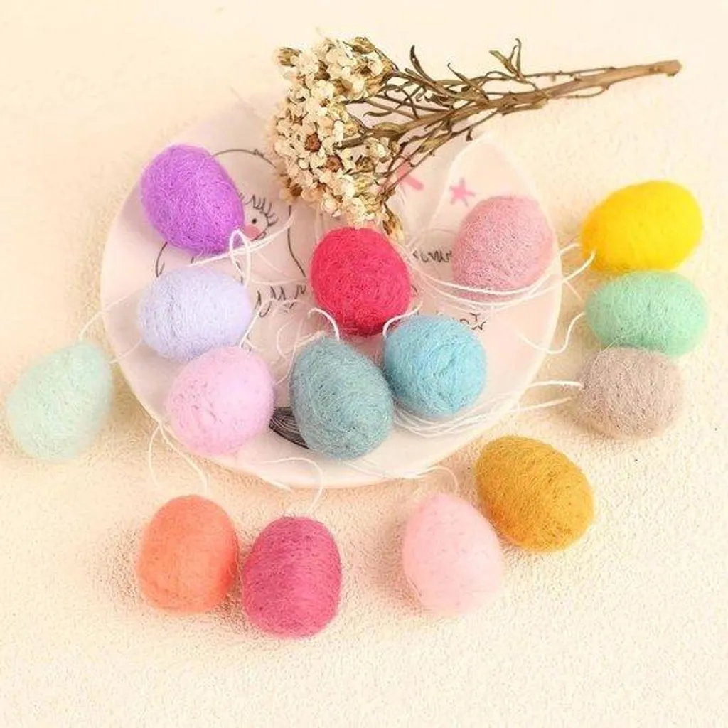 Déco Pâques incassable : lot de 15 mini œufs en feutre pour enfants