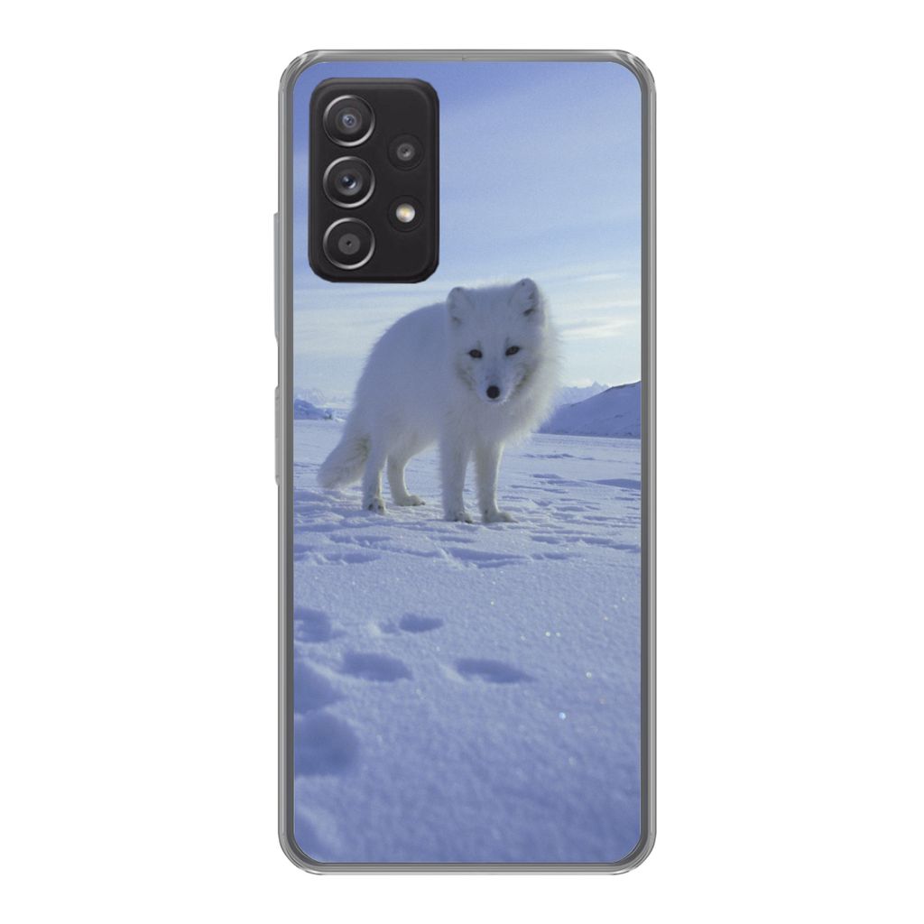 MuchoWow Handyhülle Schutzhülle Hülle für Samsung galaxy a73 Fuchs - Schnee - Berge Silikon Softcase Handy Hülle - Handyhülle