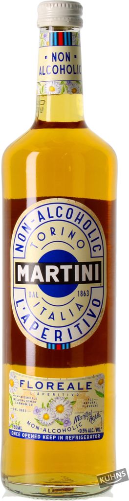 A bottle of Martini Floreale non-alcoholic aperitivo.