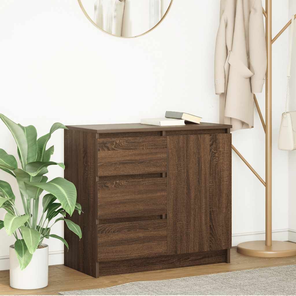 vidaXL Sideboard mit Schublade Braun Eichen-Optik 71x35x65 cm